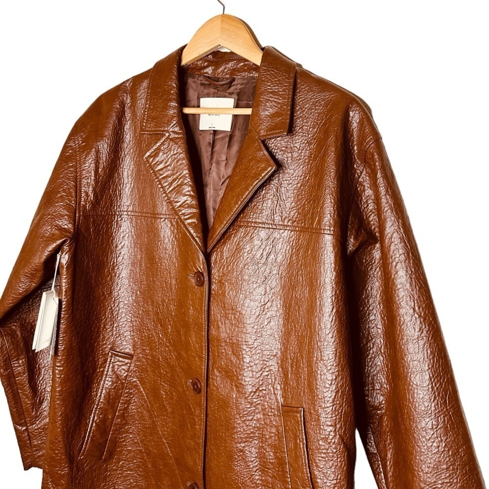 Aritzia Wilfred Adina Blazer Textured Vegan Leather Jacket Size L - Picture 3 of 9